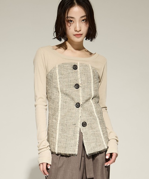 STUDIOUS/ステュディオス】Silk Linen Bustier Combi Top/シルクリネン