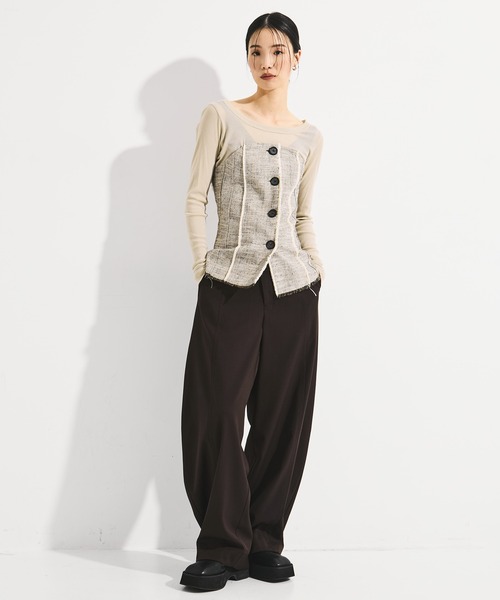 セール】【STUDIOUS/ステュディオス】Silk Linen Bustier Combi Top