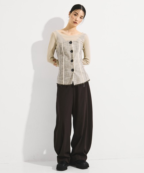 セール】【STUDIOUS/ステュディオス】Silk Linen Bustier Combi Top