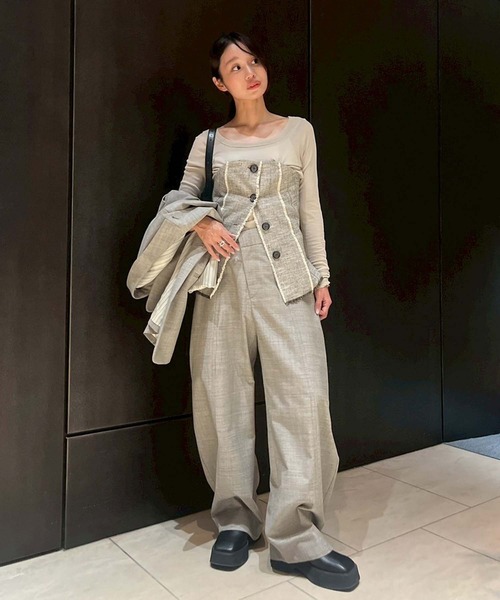 セール】【STUDIOUS/ステュディオス】Silk Linen Bustier Combi Top