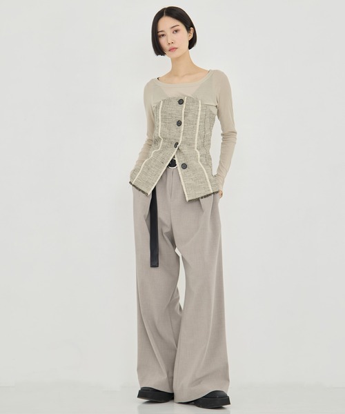 セール】【STUDIOUS/ステュディオス】Silk Linen Bustier Combi Top
