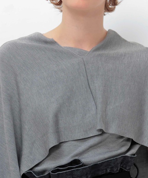 DRESSLAVE(ドレスレイブ)の「high twist silk cape(ハイツイストシルクケープ)(ニット/セーター・レディース・グレー/ブラック・38)」の6枚目の写真