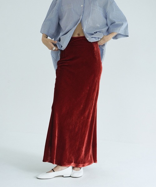 CLANE VELOUR MERMAID LINE SKIRT ブラック1番 CLANE クラネ “VELOUR MERMAID LINE SKIRT” ベロアマーメードラ