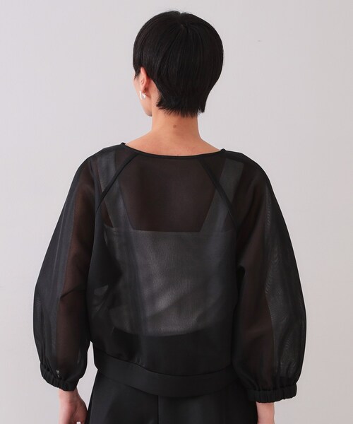 OPAQUE.CLIP（オペークドットクリップ）の「スポンディッシュシアーノーカラーブルゾン【洗濯機洗い可】（ブルゾン・レディース・ブラック/グリーン系・00）」の13枚目の写真