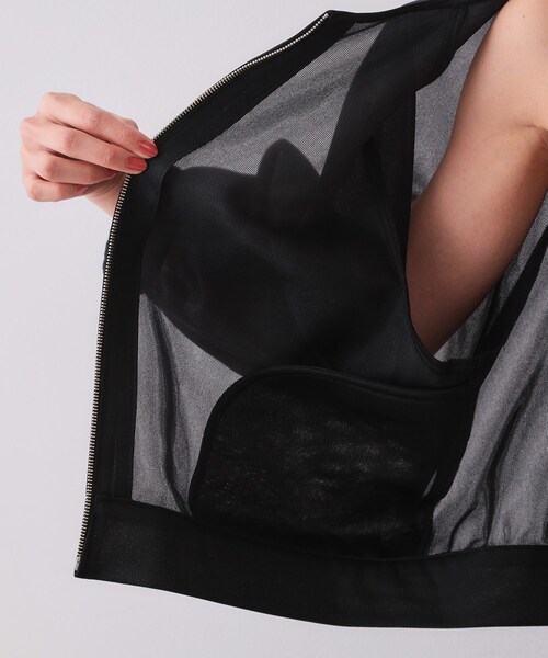 OPAQUE.CLIP（オペークドットクリップ）の「スポンディッシュシアーノーカラーブルゾン【洗濯機洗い可】（ブルゾン・レディース・ブラック/グリーン系・00）」の18枚目の写真