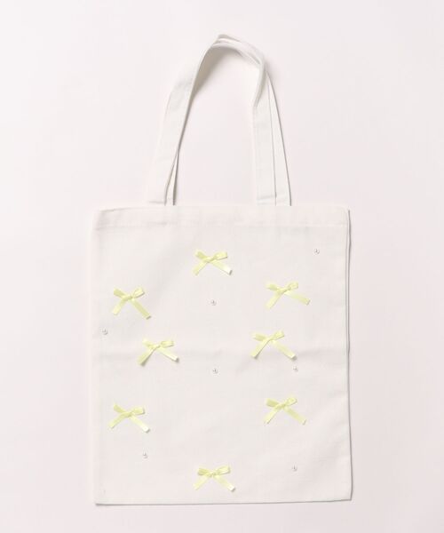 Ank Rouge(アンクルージュ)の「推し活プチリボントートBAG(トートバッグ・レディース・ホワイト/ブラック/パープル/レッド/ピンク/イエロー/オレンジ/ブルー/グリーン・FREE)」の1枚目の写真