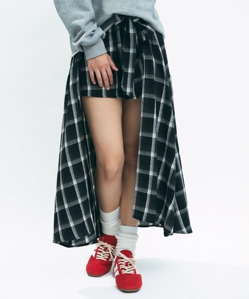 Clum(クルム)の「Check Layered Wrap Skirt Shorts / チェックレイヤードラップスカートショートパンツ(その他パンツ・レディース・チェック・FREE)」の3枚目の写真