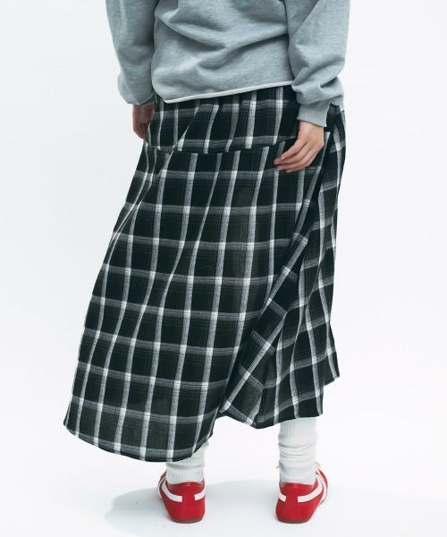 セール】Check Layered Wrap Skirt Shorts / チェックレイヤードラップ