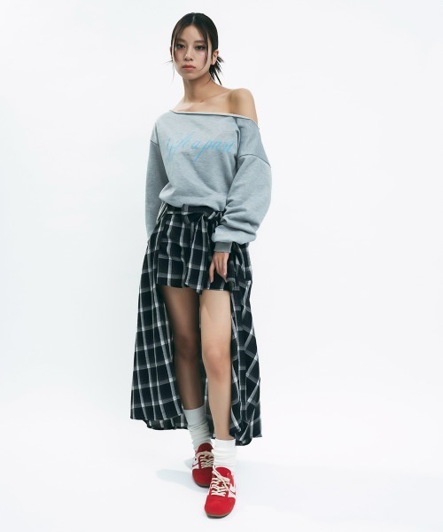 セール】Check Layered Wrap Skirt Shorts / チェックレイヤード