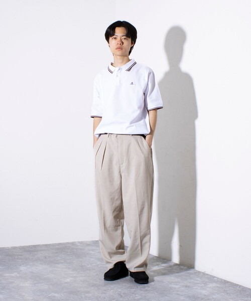 GEVACO（ゲバコ）の「【EXCLUSIVE】【GEVACO/ゲバコ】ワンポイントワッペン 半袖ラインポロシャツ（ポロシャツ・メンズ・アイボリー/ネイビー/グリーン/グレー・M/L）」の5枚目の写真