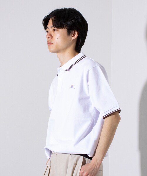 GEVACO（ゲバコ）の「【EXCLUSIVE】【GEVACO/ゲバコ】ワンポイントワッペン 半袖ラインポロシャツ（ポロシャツ・メンズ・アイボリー/ネイビー/グリーン/グレー・M/L）」の6枚目の写真