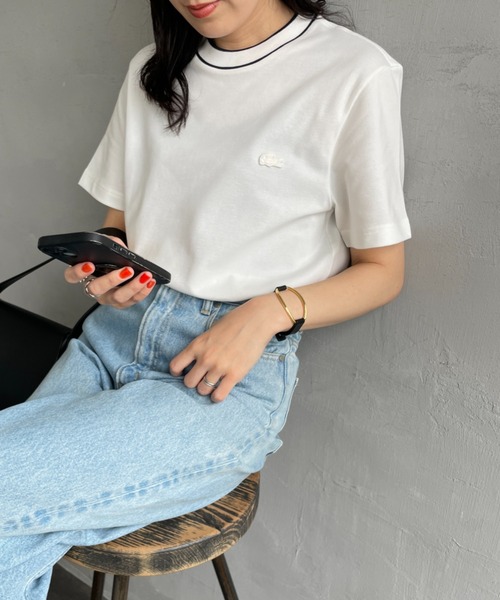 LACOSTE/ラコステ] 配色リブライン 鹿の子Tシャツ（Tシャツ