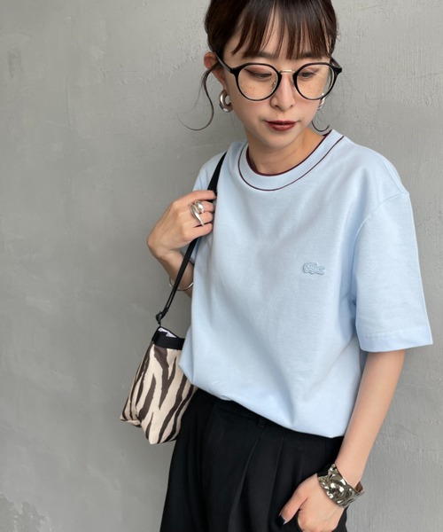 セール】[LACOSTE/ラコステ] 配色リブライン 鹿の子Tシャツ（T