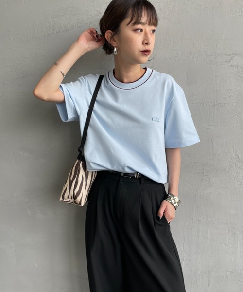 tシャツ 「LACOSTE/ラコステ」 配色リブライン 鹿の子Tシャツ レディース メンズ LACOSTE/ラコステ] 配色リブライン 鹿の子Tシャツ（Tシャツ