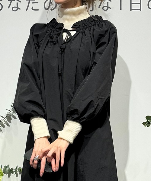 ST.ROONEY(セントルーニー)の「カフタンタフタワンピース【低身長・小柄女性向け】(ワンピース・レディース・ブラック/ネイビー・XS)」の9枚目の写真