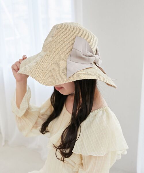 MAJESTIC LEGON(マジェスティックレゴン)の「コンパクトウォッシャブルリボンハット(ハット・レディース・サンドベージュ/ベージュ・FREE)」の2枚目の写真