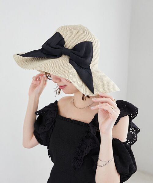MAJESTIC LEGON(マジェスティックレゴン)の「コンパクトウォッシャブルリボンハット(ハット・レディース・サンドベージュ/ベージュ・FREE)」の1枚目の写真