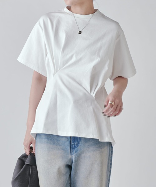 Lui's（ルイス）の「ウエストタックデザインTEE（Tシャツ/カットソー・レディース・ブラック/ホワイト/チャコールグレー・FREE）」の4枚目の写真