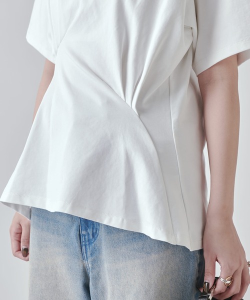 Lui's（ルイス）の「ウエストタックデザインTEE（Tシャツ/カットソー・レディース・ブラック/ホワイト/チャコールグレー・FREE）」の7枚目の写真