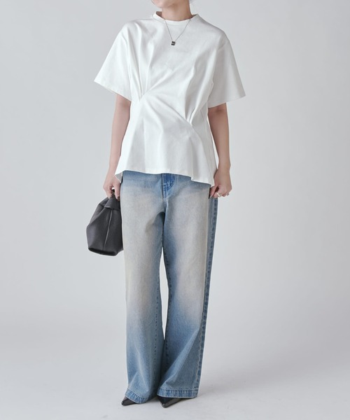 Lui's（ルイス）の「ウエストタックデザインTEE（Tシャツ/カットソー・レディース・ブラック/ホワイト/チャコールグレー・FREE）」の8枚目の写真