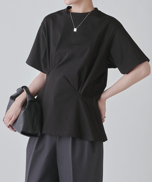 Lui's（ルイス）の「ウエストタックデザインTEE（Tシャツ/カットソー・レディース・ブラック/ホワイト/チャコールグレー・FREE）」の13枚目の写真