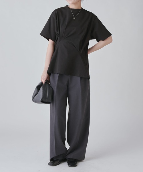 Lui's（ルイス）の「ウエストタックデザインTEE（Tシャツ/カットソー・レディース・ブラック/ホワイト/チャコールグレー・FREE）」の16枚目の写真