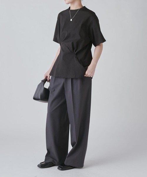 Lui's（ルイス）の「ウエストタックデザインTEE（Tシャツ/カットソー・レディース・ブラック/ホワイト/チャコールグレー・FREE）」の17枚目の写真