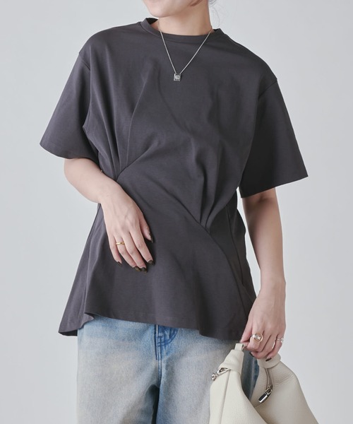 Lui's（ルイス）の「ウエストタックデザインTEE（Tシャツ/カットソー・レディース・ブラック/ホワイト/チャコールグレー・FREE）」の19枚目の写真