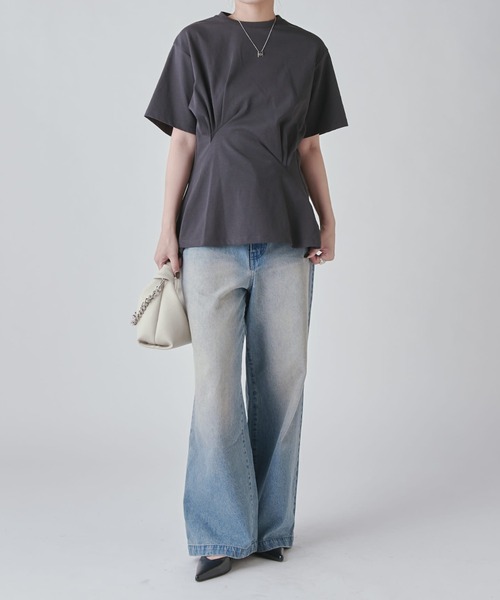 Lui's（ルイス）の「ウエストタックデザインTEE（Tシャツ/カットソー・レディース・ブラック/ホワイト/チャコールグレー・FREE）」の22枚目の写真