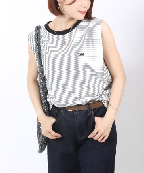 Lee（リー）の「Lee（リー）EMBROIDERY N/S TEE/ブランドロゴワンポイント刺繍ノースリーブTシャツ レディース（Tシャツ/カットソー・レディース・ピンク/ホワイト/ホワイト系その他/ホワイト系その他2/スミクロ・M/S）」の3枚目の写真