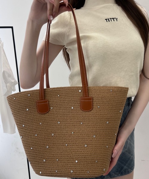 美品　メロディバスケット　カゴバック セール】ビジューバスケットバッグ（かごバッグ）｜TITTY&CO