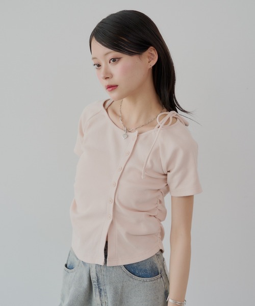 Chico（チコ）の「アシメ肩リボン小花柄テレコオフショルT（Tシャツ/カットソー・レディース・オートミール/ホワイト/ピンク/ホワイト系その他2・FREE）」の11枚目の写真