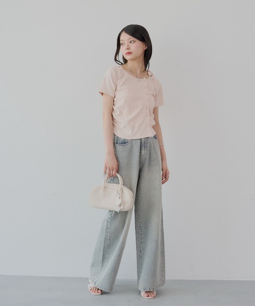 Chico（チコ）の「アシメ肩リボン小花柄テレコオフショルT（Tシャツ/カットソー・レディース・オートミール/ホワイト/ピンク/ホワイト系その他2・FREE）」の12枚目の写真