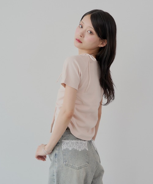 Chico（チコ）の「アシメ肩リボン小花柄テレコオフショルT（Tシャツ/カットソー・レディース・オートミール/ホワイト/ピンク/ホワイト系その他2・FREE）」の13枚目の写真