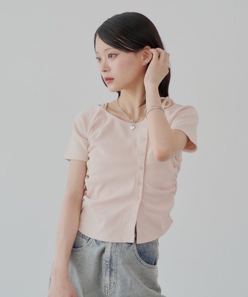 Chico（チコ）の「アシメ肩リボン小花柄テレコオフショルT（Tシャツ/カットソー・レディース・オートミール/ホワイト/ピンク/ホワイト系その他2・FREE）」の14枚目の写真