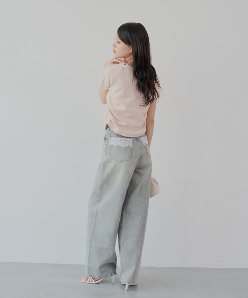 Chico（チコ）の「アシメ肩リボン小花柄テレコオフショルT（Tシャツ/カットソー・レディース・オートミール/ホワイト/ピンク/ホワイト系その他2・FREE）」の15枚目の写真