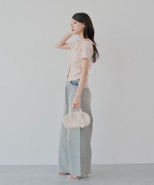 Chico（チコ）の「アシメ肩リボン小花柄テレコオフショルT（Tシャツ/カットソー・レディース・オートミール/ホワイト/ピンク/ホワイト系その他2・FREE）」の16枚目の写真