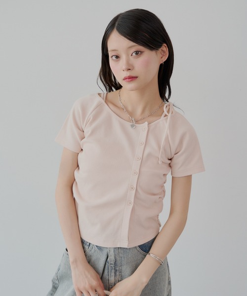 Chico（チコ）の「アシメ肩リボン小花柄テレコオフショルT（Tシャツ/カットソー・レディース・オートミール/ホワイト/ピンク/ホワイト系その他2・FREE）」の17枚目の写真