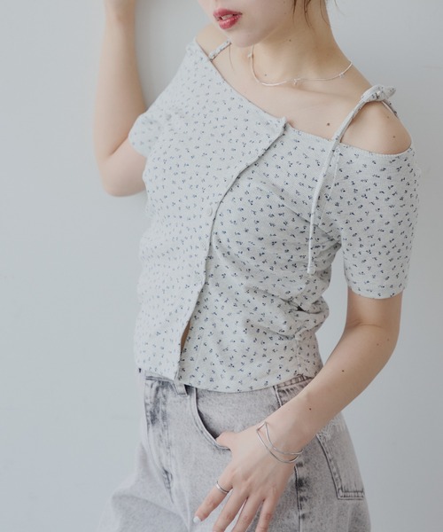 Chico（チコ）の「アシメ肩リボン小花柄テレコオフショルT（Tシャツ/カットソー・レディース・オートミール/ホワイト/ピンク/ホワイト系その他2・FREE）」の19枚目の写真