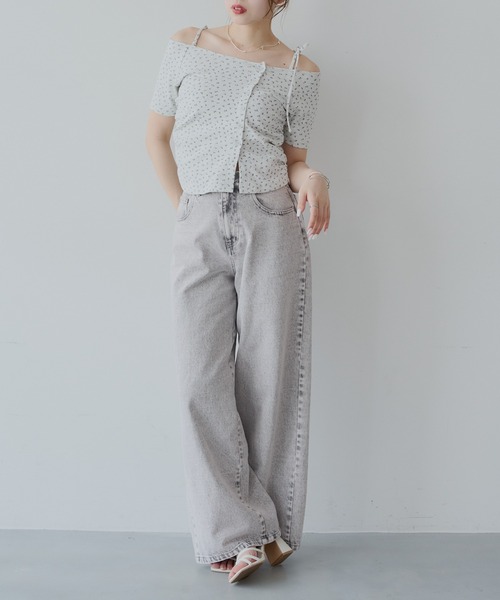 Chico（チコ）の「アシメ肩リボン小花柄テレコオフショルT（Tシャツ/カットソー・レディース・オートミール/ホワイト/ピンク/ホワイト系その他2・FREE）」の21枚目の写真