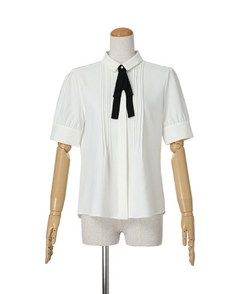 an another angelus（アンアナザーアンジェラス）の「多重リボンタイ付き５分袖ブラウス（シャツ/ブラウス・レディース・ホワイト×レッド/ホワイト×ブラック・FREE）」の12枚目の写真