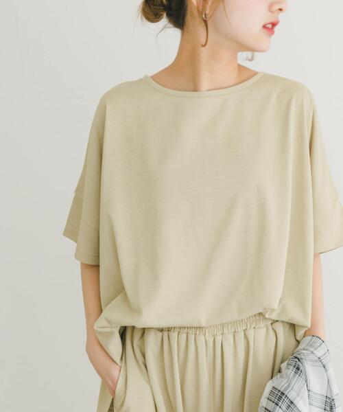 ITEMS URBANRESEARCH(アイテムズ アーバンリサーチ)の「汗ジミ隠しバックタックTシャツ(Tシャツ/カットソー・レディース・チャコールグレー/ベージュ/パープル・FREE)」の1枚目の写真