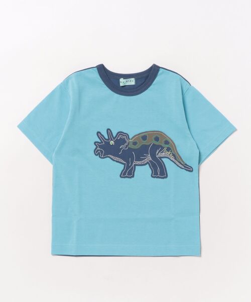 HAKKA KIDS(ハッカキッズ)の「トリケラトプスアップリケドライTシャツ(Tシャツ/カットソー・キッズ・イエロー/ライトブルー・120cm/110cm/100cm/130cm)」の2枚目の写真