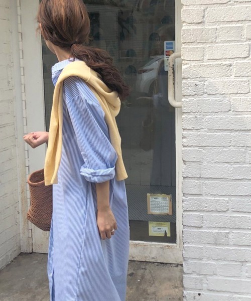 Miniministore(ミニミニストア)の「シャツワンピース大きめレディースゆったり(シャツワンピース・レディース・ブルー/ピンク・FREE)」の5枚目の写真