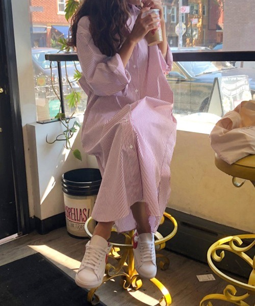Miniministore(ミニミニストア)の「シャツワンピース大きめレディースゆったり(シャツワンピース・レディース・ブルー/ピンク・FREE)」の6枚目の写真