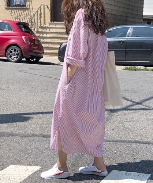 Miniministore(ミニミニストア)の「シャツワンピース大きめレディースゆったり(シャツワンピース・レディース・ブルー/ピンク・FREE)」の8枚目の写真