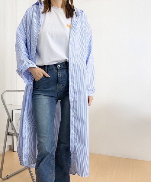 Miniministore(ミニミニストア)の「シャツワンピース大きめレディースゆったり(シャツワンピース・レディース・ブルー/ピンク・FREE)」の10枚目の写真