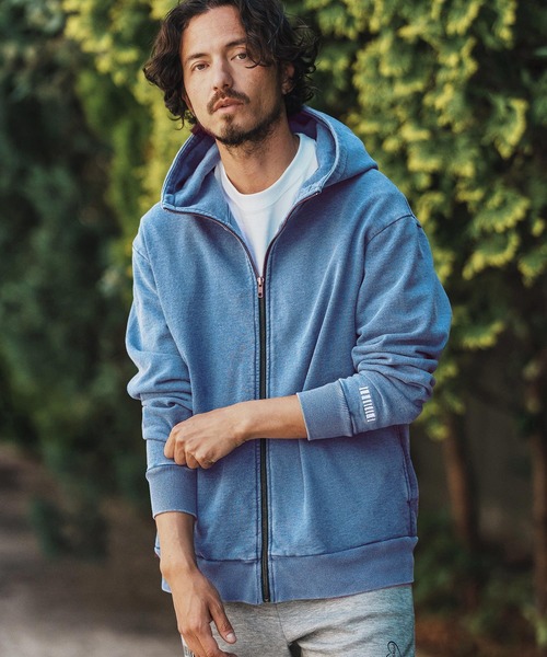 felkod（フィルコッド）の「mpa3831- Knit Denim High Neck Zip Parka ジップパーカー（パーカー・メンズ・ライトインディゴブルー/インディゴブルー・S/M/L）」の3枚目の写真
