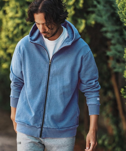 felkod（フィルコッド）の「mpa3831- Knit Denim High Neck Zip Parka ジップパーカー（パーカー・メンズ・ライトインディゴブルー/インディゴブルー・S/M/L）」の6枚目の写真