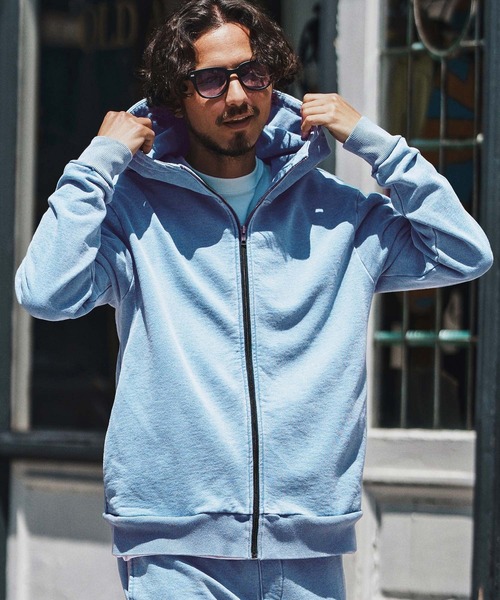 felkod（フィルコッド）の「mpa3831- Knit Denim High Neck Zip Parka ジップパーカー（パーカー・メンズ・ライトインディゴブルー/インディゴブルー・S/M/L）」の10枚目の写真